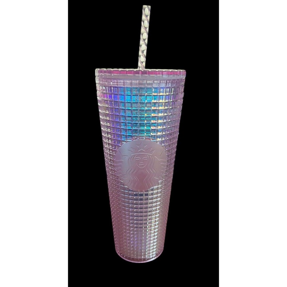 Starbucks Tumbler  Cold Cup Venti Pink Grid Holiday Sparkle 24oz 2020 New